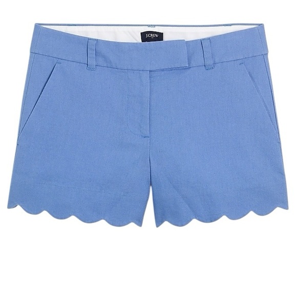 NWT J.Crew 4" linen-cotton scalloped hem short Size 4 - Picture 2 of 5